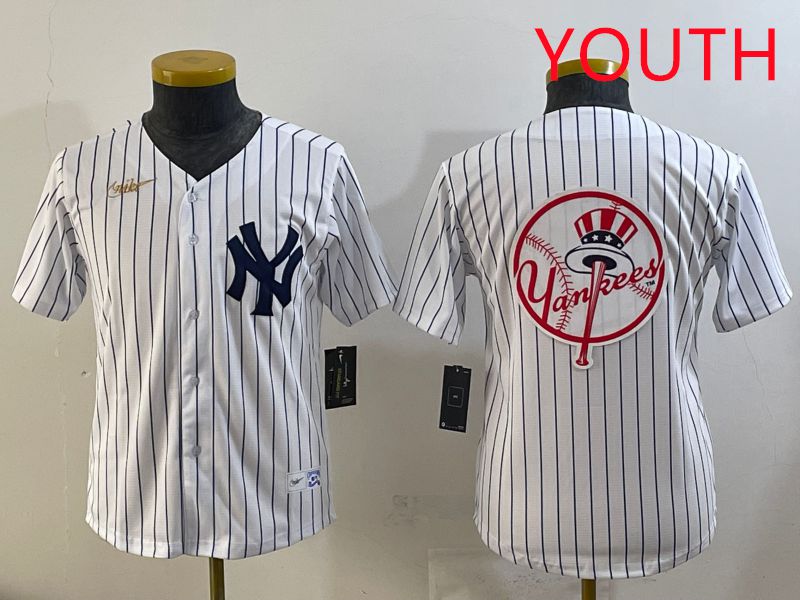 Youth 2025 New York Yankees Blank White Stripe Throwback Nike MLB Jersey style 22->youth mlb jersey->Youth Jersey
